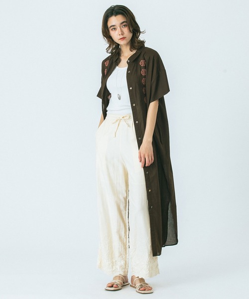 HLAADA(フラーダ)の「(HLAADA for ROSEBUD)CUBA EMBROIDERY SHIRT OP(シャツワンピース・レディース・カーキ/ブラック/ブラウン・ONE SIZE)」の8枚目の写真