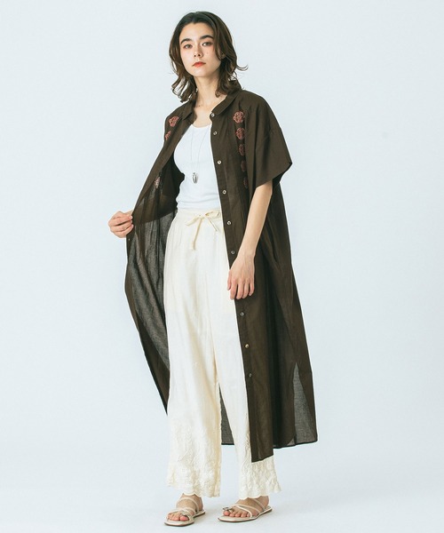 HLAADA(フラーダ)の「(HLAADA for ROSEBUD)CUBA EMBROIDERY SHIRT OP(シャツワンピース・レディース・カーキ/ブラック/ブラウン・ONE SIZE)」の9枚目の写真