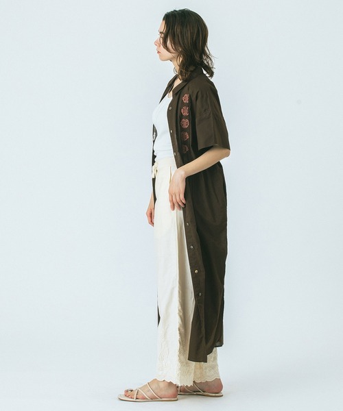 HLAADA(フラーダ)の「(HLAADA for ROSEBUD)CUBA EMBROIDERY SHIRT OP(シャツワンピース・レディース・カーキ/ブラック/ブラウン・ONE SIZE)」の12枚目の写真