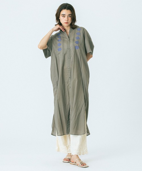 HLAADA(フラーダ)の「(HLAADA for ROSEBUD)CUBA EMBROIDERY SHIRT OP(シャツワンピース・レディース・カーキ/ブラック/ブラウン・ONE SIZE)」の21枚目の写真