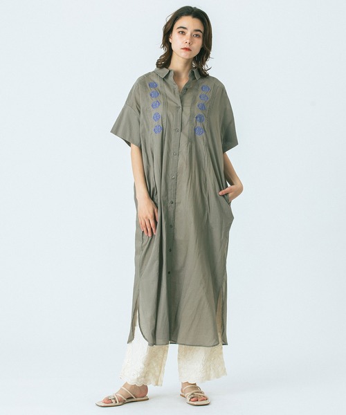 HLAADA(フラーダ)の「(HLAADA for ROSEBUD)CUBA EMBROIDERY SHIRT OP(シャツワンピース・レディース・カーキ/ブラック/ブラウン・ONE SIZE)」の18枚目の写真