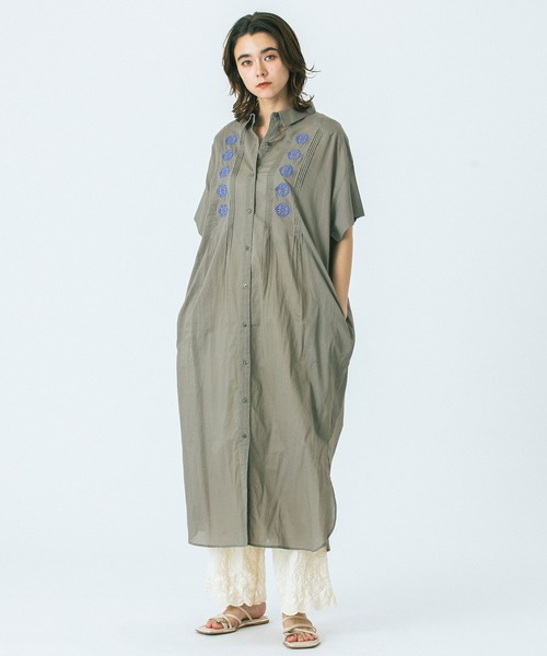 HLAADA(フラーダ)の「(HLAADA for ROSEBUD)CUBA EMBROIDERY SHIRT OP(シャツワンピース・レディース・カーキ/ブラック/ブラウン・ONE SIZE)」の19枚目の写真