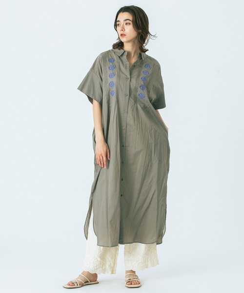 HLAADA(フラーダ)の「(HLAADA for ROSEBUD)CUBA EMBROIDERY SHIRT OP(シャツワンピース・レディース・カーキ/ブラック/ブラウン・ONE SIZE)」の20枚目の写真