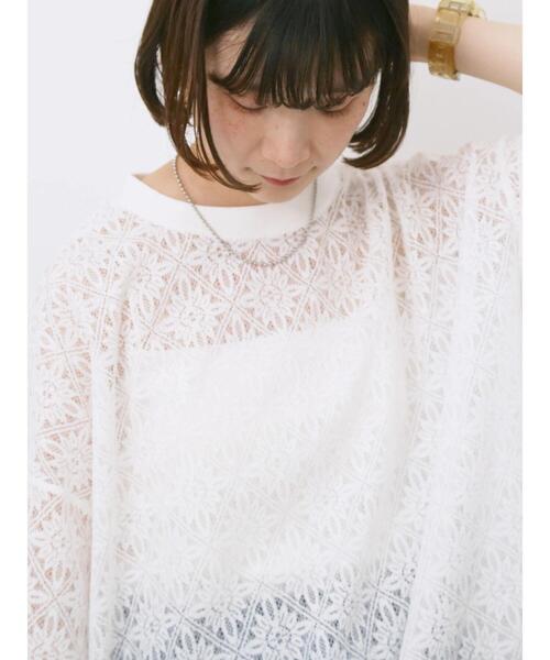 Samansa Mos2 blue(サマンサモスモスブルー)の「レースTシャツ(Tシャツ/カットソー・レディース・ブラック/ブラウン/オフホワイト・F)」の11枚目の写真
