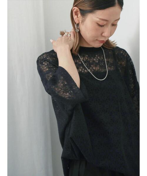 Samansa Mos2 blue(サマンサモスモスブルー)の「レースTシャツ(Tシャツ/カットソー・レディース・ブラック/ブラウン/オフホワイト・F)」の15枚目の写真
