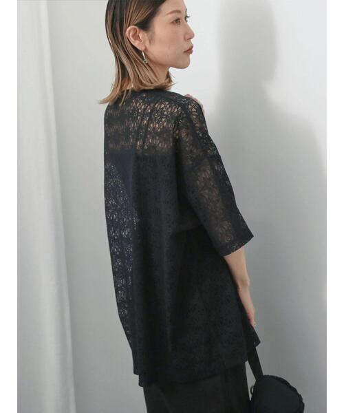 Samansa Mos2 blue(サマンサモスモスブルー)の「レースTシャツ(Tシャツ/カットソー・レディース・ブラック/ブラウン/オフホワイト・F)」の16枚目の写真