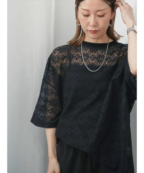 Samansa Mos2 blue(サマンサモスモスブルー)の「レースTシャツ(Tシャツ/カットソー・レディース・ブラック/ブラウン/オフホワイト・F)」の17枚目の写真