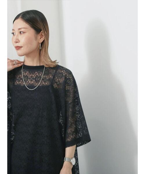 Samansa Mos2 blue(サマンサモスモスブルー)の「レースTシャツ(Tシャツ/カットソー・レディース・ブラック/ブラウン/オフホワイト・F)」の21枚目の写真