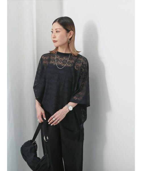 Samansa Mos2 blue(サマンサモスモスブルー)の「レースTシャツ(Tシャツ/カットソー・レディース・ブラック/ブラウン/オフホワイト・F)」の22枚目の写真