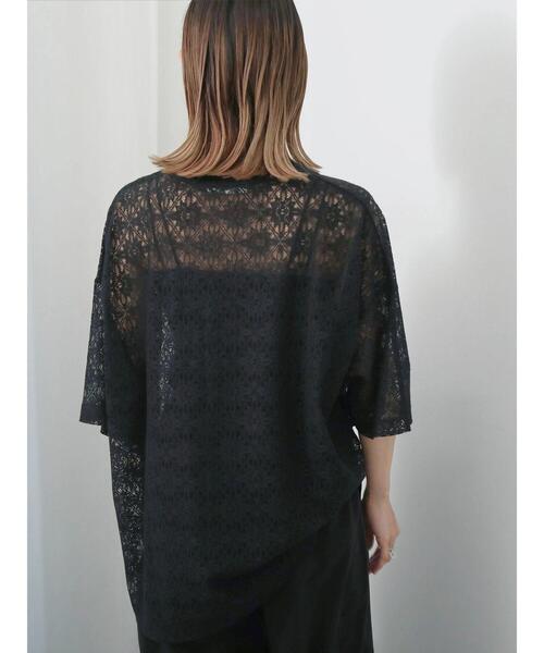 Samansa Mos2 blue（サマンサモスモスブルー）の「レースTシャツ（Tシャツ/カットソー・レディース・オフホワイト/ブラウン/ブラック・F）」の16枚目の写真