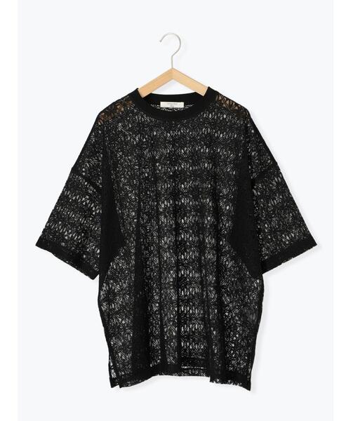 Samansa Mos2 blue（サマンサモスモスブルー）の「レースTシャツ（Tシャツ/カットソー・レディース・オフホワイト/ブラウン/ブラック・F）」の5枚目の写真