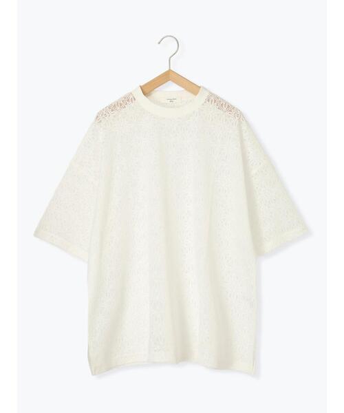 Samansa Mos2 blue（サマンサモスモスブルー）の「レースTシャツ（Tシャツ/カットソー・レディース・オフホワイト/ブラウン/ブラック・F）」の7枚目の写真