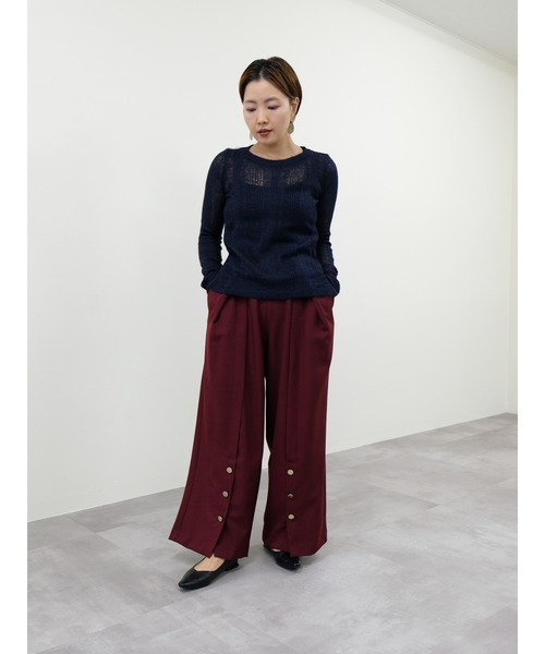 TEVALT（ヴァレット）の「シアーモヘアニットトップス（ニット/セーター・レディース・ダークネイビー/オレンジ/イエロー・38）」の6枚目の写真