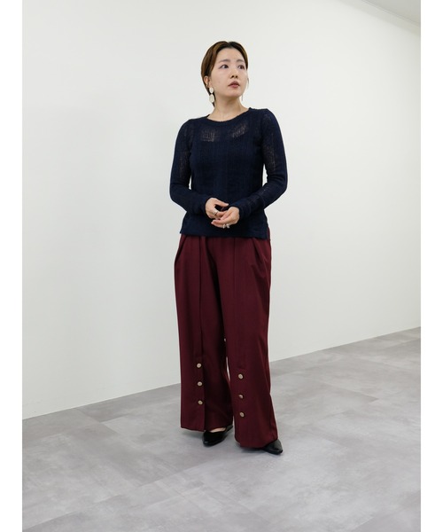 TEVALT（ヴァレット）の「シアーモヘアニットトップス（ニット/セーター・レディース・ダークネイビー/オレンジ/イエロー・38）」の11枚目の写真