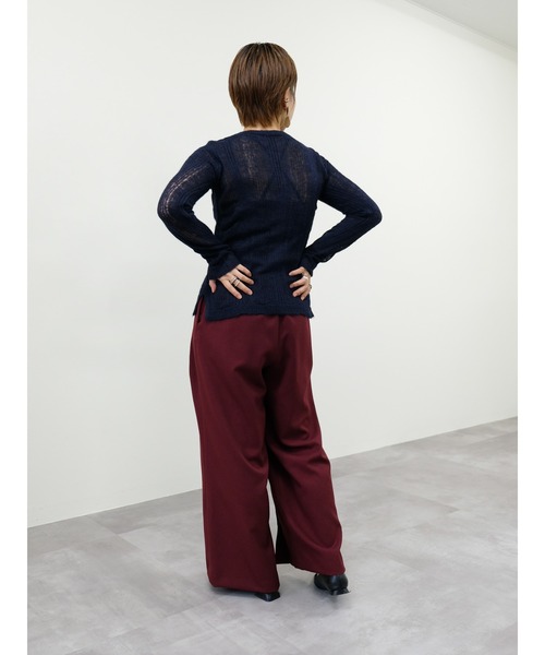 TEVALT（ヴァレット）の「シアーモヘアニットトップス（ニット/セーター・レディース・ダークネイビー/オレンジ/イエロー・38）」の13枚目の写真