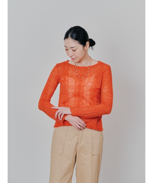 TEVALT（ヴァレット）の「シアーモヘアニットトップス（ニット/セーター・レディース・ダークネイビー/オレンジ/イエロー・38）」の16枚目の写真