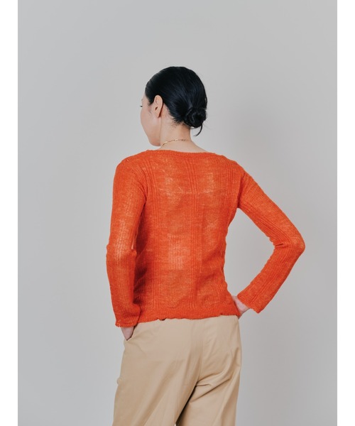 TEVALT（ヴァレット）の「シアーモヘアニットトップス（ニット/セーター・レディース・ダークネイビー/オレンジ/イエロー・38）」の18枚目の写真