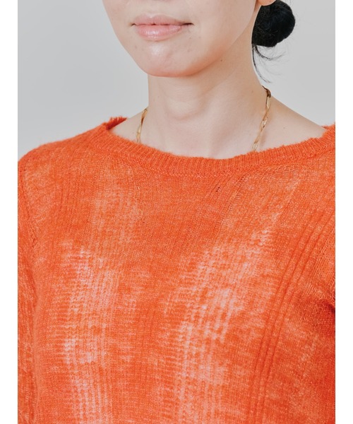 TEVALT（ヴァレット）の「シアーモヘアニットトップス（ニット/セーター・レディース・ダークネイビー/オレンジ/イエロー・38）」の19枚目の写真