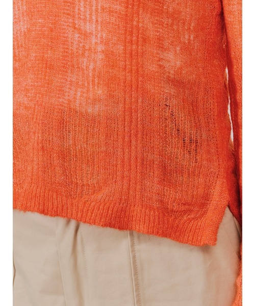 TEVALT（ヴァレット）の「シアーモヘアニットトップス（ニット/セーター・レディース・ダークネイビー/オレンジ/イエロー・38）」の20枚目の写真