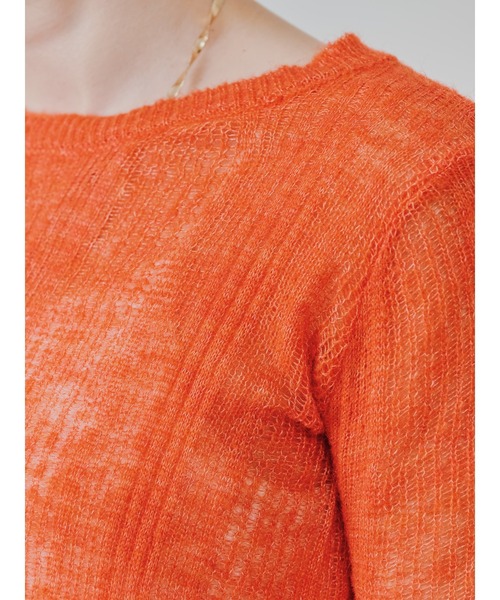 TEVALT（ヴァレット）の「シアーモヘアニットトップス（ニット/セーター・レディース・ダークネイビー/オレンジ/イエロー・38）」の21枚目の写真