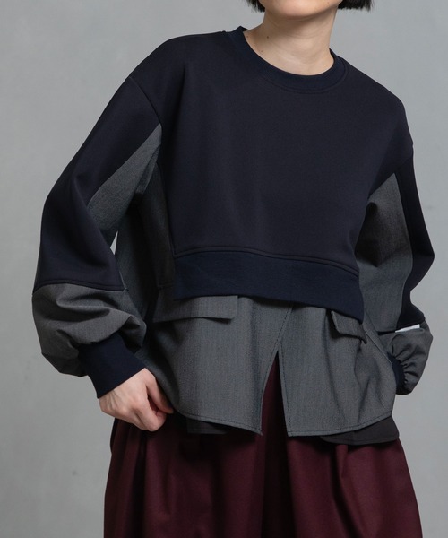 MARECHAL TERRE（マルシャルテル）の「レイヤードトップス（Tシャツ/カットソー・レディース・ブラック/カーキ/ネイビー/ブラウン・MEDIUM）」の4枚目の写真