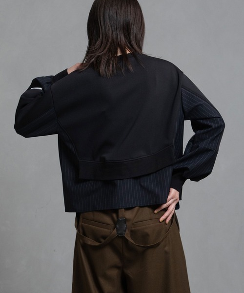 MARECHAL TERRE（マルシャルテル）の「レイヤードトップス（Tシャツ/カットソー・レディース・ブラック/カーキ/ネイビー/ブラウン・MEDIUM）」の9枚目の写真