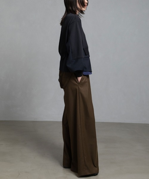 MARECHAL TERRE（マルシャルテル）の「レイヤードトップス（Tシャツ/カットソー・レディース・ブラック/カーキ/ネイビー/ブラウン・MEDIUM）」の7枚目の写真