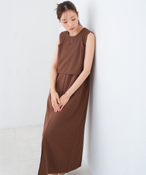 Bab(バブ)の「【S・Mサイズ展開】レイヤードSETワンピース(ワンピース・レディース・ホワイト系その他/ブラウン/ブラック・S/M)」の2枚目の写真
