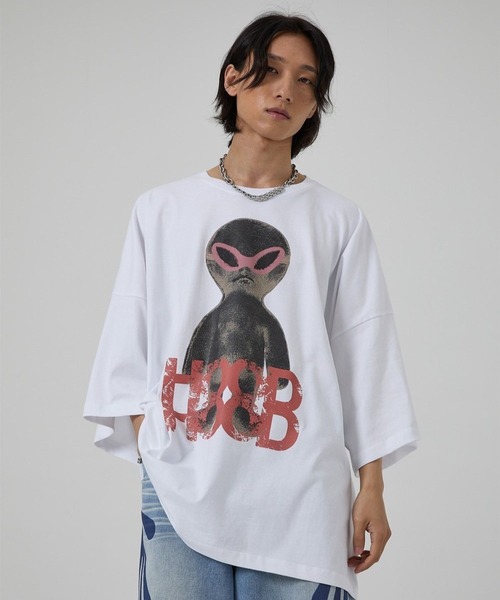 HOODHOOD（フッドフッド）の「【UNISEX】HOODHOOD／AlienOverfit Ｔ（Tシャツ/カットソー・レディース・ホワイト/ブラック/パープル・MEDIUM）」の5枚目の写真