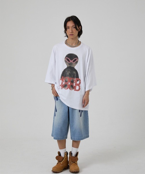 HOODHOOD（フッドフッド）の「【UNISEX】HOODHOOD／AlienOverfit Ｔ（Tシャツ/カットソー・レディース・ホワイト/ブラック/パープル・MEDIUM）」の9枚目の写真