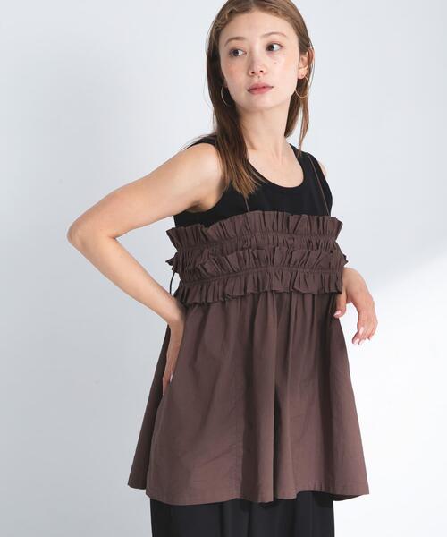 URBAN RESEARCH Sonny Label（アーバンリサーチサニーレーベル）の「コットンフリルキャミソール（キャミソール・レディース・ブラウン/ブラック・FREE）」の15枚目の写真