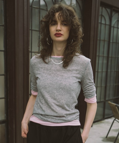 HANNE（アン）の「2PACKシアーハーフスリーブTEE（Tシャツ/カットソー・レディース・ホワイト/ピンク/ベージュ・FREE）」の5枚目の写真