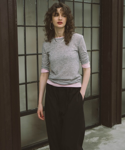 HANNE（アン）の「2PACKシアーハーフスリーブTEE（Tシャツ/カットソー・レディース・ホワイト/ピンク/ベージュ・FREE）」の6枚目の写真