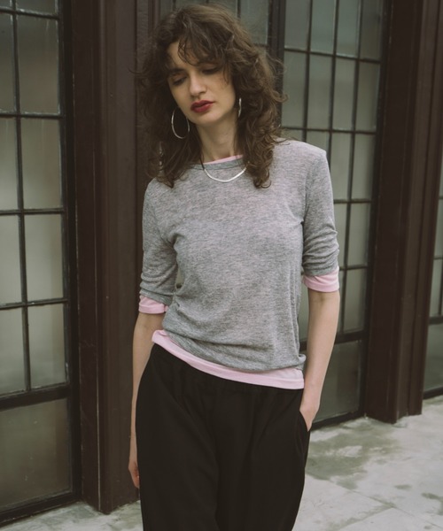 HANNE（アン）の「2PACKシアーハーフスリーブTEE（Tシャツ/カットソー・レディース・ホワイト/ピンク/ベージュ・FREE）」の7枚目の写真
