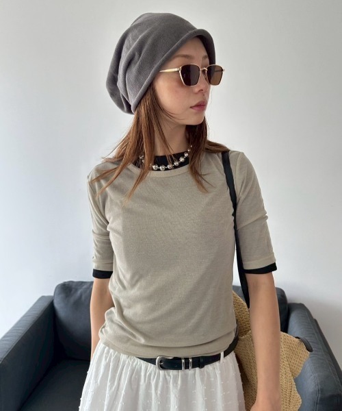 HANNE（アン）の「2PACKシアーハーフスリーブTEE（Tシャツ/カットソー・レディース・ホワイト/ピンク/ベージュ・FREE）」の20枚目の写真