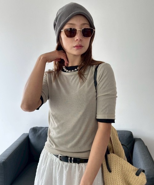 HANNE（アン）の「2PACKシアーハーフスリーブTEE（Tシャツ/カットソー・レディース・ホワイト/ピンク/ベージュ・FREE）」の21枚目の写真