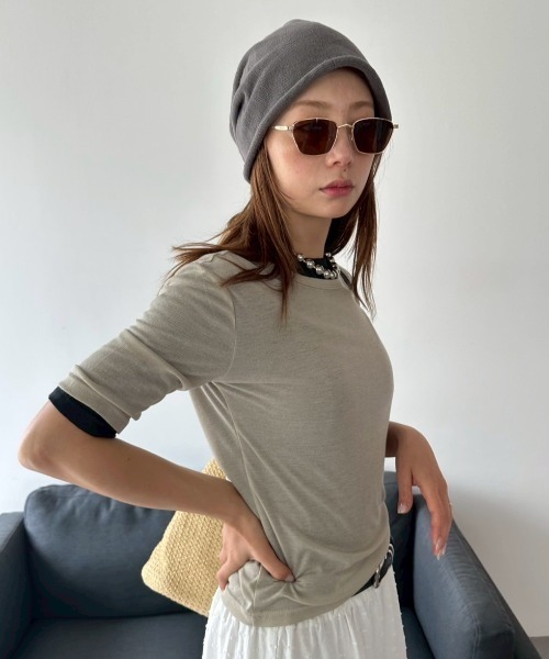 HANNE（アン）の「2PACKシアーハーフスリーブTEE（Tシャツ/カットソー・レディース・ホワイト/ピンク/ベージュ・FREE）」の22枚目の写真