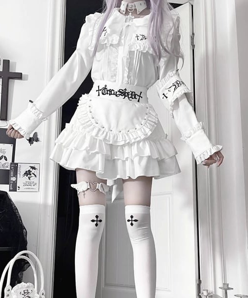 FACETASM ストライプフリル / 異素材 ドッキング レイヤード スカート FREAK'S STORE｜裾フリル ストライプTシャツ/ドッキングTシャツ