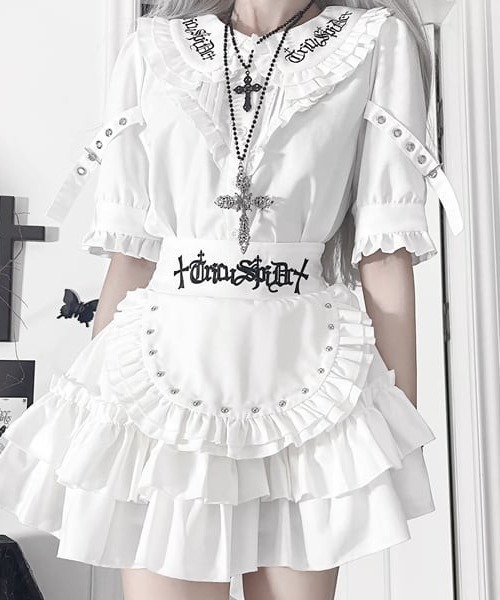 NOVESSEL(ノベセル)の「『TricuspidC/トライカスピッドシー』クロスロゴフリルレイヤードスカート(スカート・レディース・ホワイト/ブラック×ホワイト・S/L)」の22枚目の写真