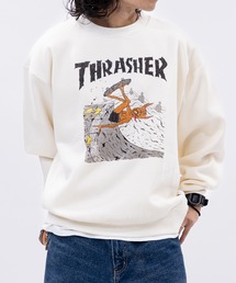 【at】〔THRASHER/スラッシャー〕新柄追加 クラックプリント 裏起毛クルーネックスウェット ホームタウン/ダイヤ/NECKFACE