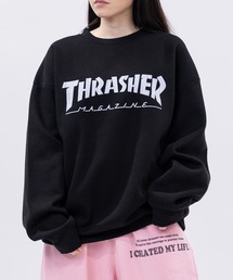 【at】〔THRASHER/スラッシャー〕新柄追加 クラックプリント 裏起毛クルーネックスウェット ホームタウン/ダイヤ/NECKFACE