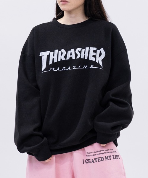 THRASHER(スラッシャー)の「【at】〔THRASHER/スラッシャー〕クラックプリント 裏起毛クルーネックスウェット ホームタウン/ダイヤ/NECKFACE(スウェット・メンズ・ライトグレー系2/ブラック系3/ブラック系1/ワイン/ブラウン系2/ブラウン系1/ホワイト系2/ホワイト系1/ライトグレー系3/ライトグレー系1/ブラック系2/ホワイト系3・LARGE/MEDIUM)」の4枚目の写真
