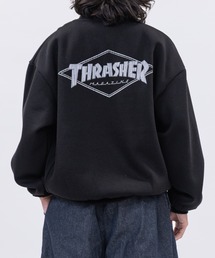【at】〔THRASHER/スラッシャー〕新柄追加 クラックプリント 裏起毛クルーネックスウェット ホームタウン/ダイヤ/NECKFACE