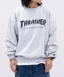 【at】〔THRASHER/スラッシャー〕新柄追加 クラックプリント 裏起毛クルーネックスウェット ホームタウン/ダイヤ/NECKFACE