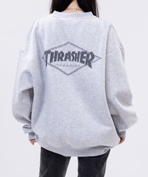 【at】〔THRASHER/スラッシャー〕新柄追加 クラックプリント 裏起毛クルーネックスウェット ホームタウン/ダイヤ/NECKFACE