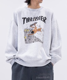 【at】〔THRASHER/スラッシャー〕新柄追加 クラックプリント 裏起毛クルーネックスウェット ホームタウン/ダイヤ/NECKFACE