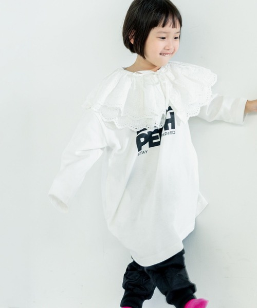 LOWRYS FARM(ローリーズファーム)の「アソートロゴプリントワンピース 581823(ワンピース・キッズ・ブラック/オフホワイト/ブルー/ピンク・110cm/120cm/130cm/140cm/150cm)」の1枚目の写真