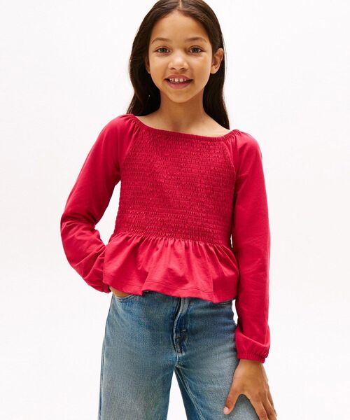 TOMMY HILFIGER(トミーヒルフィガー)の「GIRLS ロングスリーブスモックトップ(その他トップス・レディース・マルチ/ネイビー・140cm/150cm/130cm/160cm)」の2枚目の写真