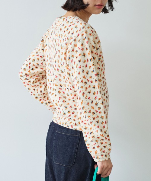 bulle de savon（ビュルデサボン）の「《early spring》hana hana プリント ニットカーディガン（カーディガン/ボレロ・レディース・アイボリー・FREE）」の5枚目の写真