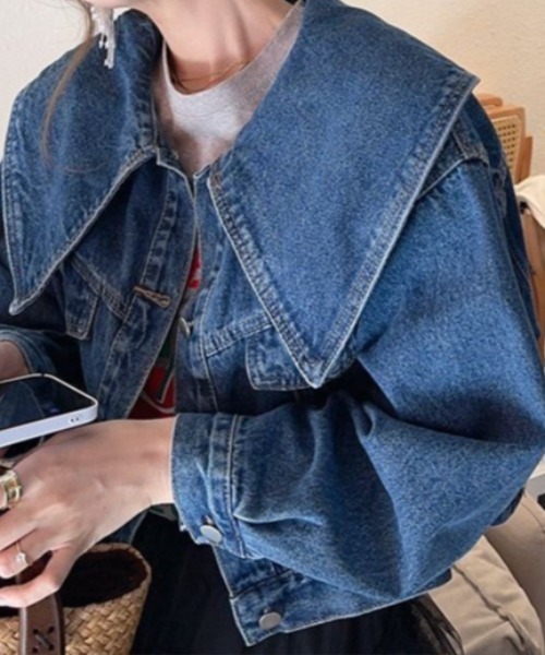 セール】【大きめ襟が可愛さ引き立てる♪クラシカルデニム】セーラー